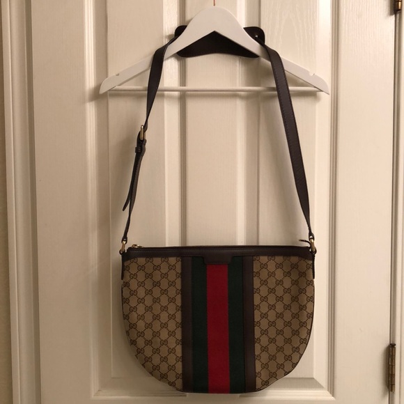 Gucci Handbags - Authentic Gucci Vintage Hobo Messenger Bag 
Beige Monogram Logo